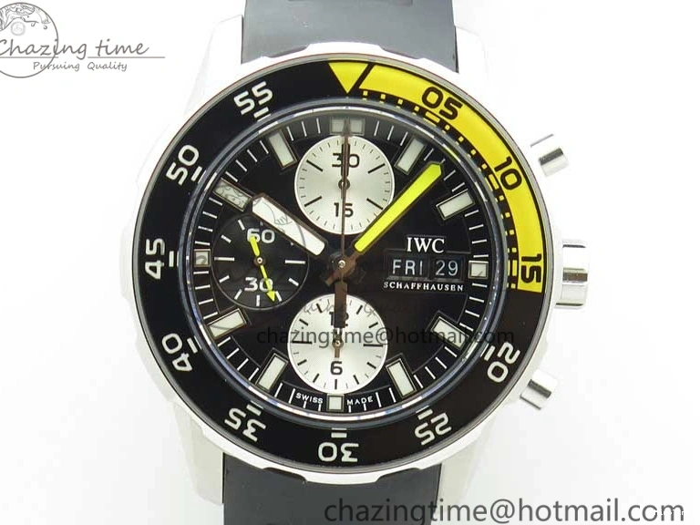 MIROTIME 0327 Aquatimer Chrono IW376702 SS BLS 1:1 Best Edition Black Dial on Black Rubber Strap A WellDesigned 7105